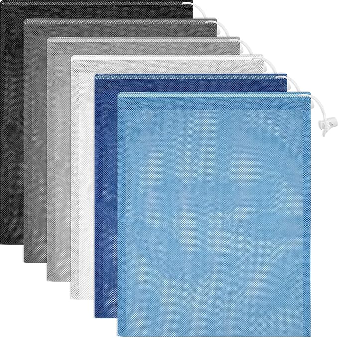 Frienda 6 Pieces Mesh Stuff Sack, 11 x 15 Inch Durable Nylon Drawstring Laundry