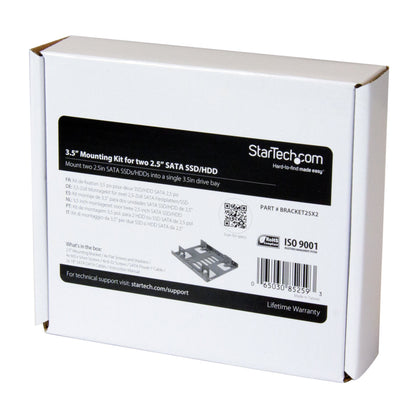 StarTech.com 2.5" to 3.5" SATA Hard Drive Mounting Bracket Kit - Dual SATA SSDs/HDDs Mounting Bracket for Mounting Bay (BRACKET25X2)