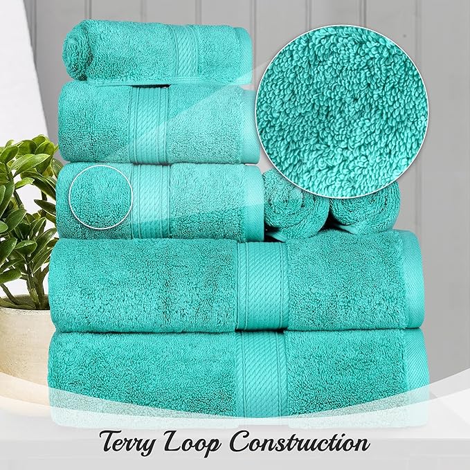 SUPERIOR Solid Egyptian Cotton Towel Set, Hand Towel 20” x 30”, Bath Towel 30”