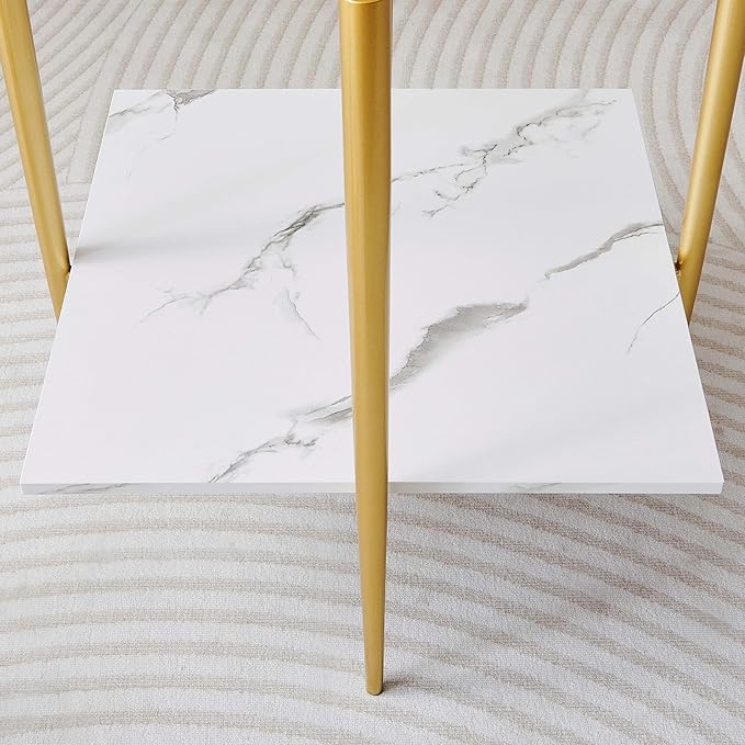 LumFurn Square Glass End Table, Mid-Century Modern Design Sofa Table,