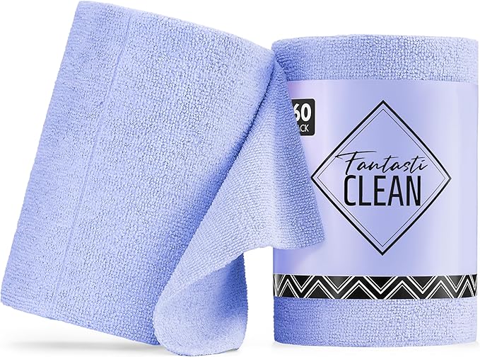 Fantasticlean Microfiber Cleaning Cloth Roll -60 Pack, Tear Away Paperless