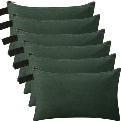 Eccliy 12 Pcs Canvas Tool Bag Pouch Zipper 16 oz Heavy Duty Utility Pouch Bag Multipurpose Storage Organizer 11.8" x 7.9" for Tools, Stationary, Craft, Electronics, Home & Workshop(Army Green)