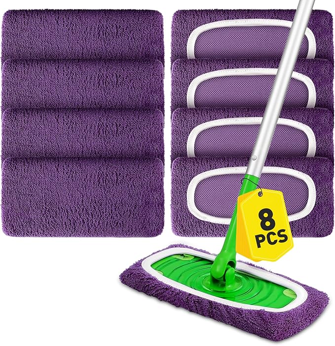 Microfiber Mop Pads, Dry Flat mop Cover & Washable Wet Pads Refill
