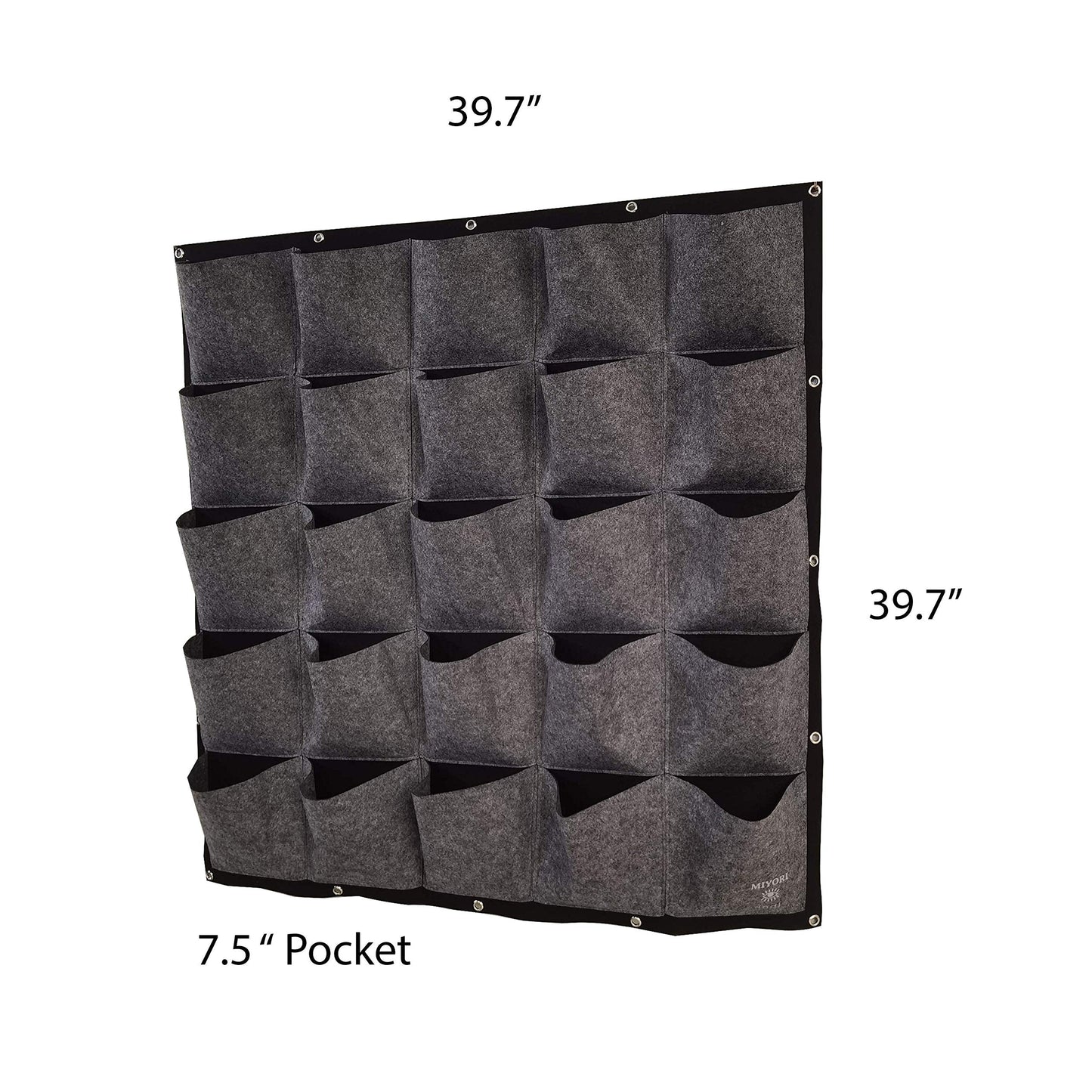 MIYORI Indi-36 Pockets Vertical -Hanging Vertical Garden Wall Planter -Decor Fence Hanger with Wall Pockets Grow Planting Plant kit pots (25 Pockets, Gray (36 Pockets)