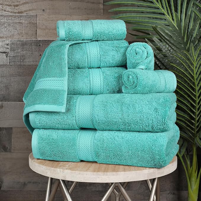 SUPERIOR Egyptian Cotton Pile 8 Piece Towel Set, Includes 2 Bath, 2 Hand