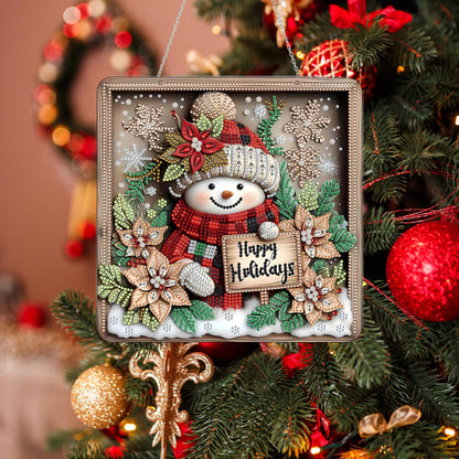 DIY Acrylic Diamond Art Painting Wreath Kits Special Shaped Rhinestone 5D Diamond Art Window Pendants Home Garden Wall Hanging Kits Hanging Ornament，Double Sided(Christmas Snowman-1)