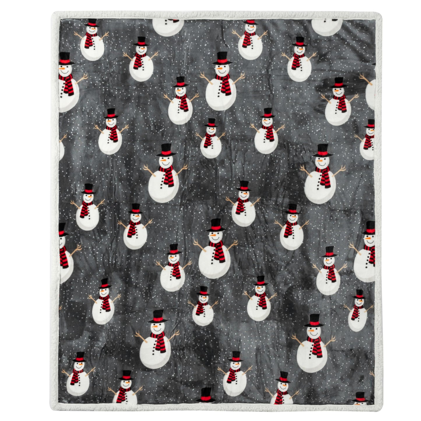 PAVILIA Premium Christmas Sherpa Throw Blanket | Snowman Decoration, Fleece, Plush, Warm, Cozy Reversible Microfiber Holiday Blanket 50 x 60
