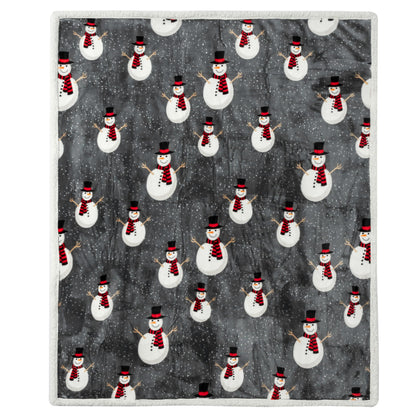 PAVILIA Premium Christmas Sherpa Throw Blanket | Snowman Decoration, Fleece, Plush, Warm, Cozy Reversible Microfiber Holiday Blanket 50 x 60