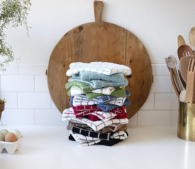 Ritz Terry Check Kitchen Towels: Highly Absorbent & Super Soft, Durable Kitchen