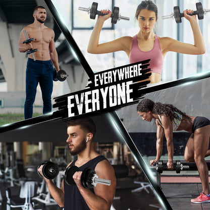 Yes4All Pair of Threaded Dumbbell Handles 14/16/18/24 inch, Chrome/Rubber Grip, Fit 1” Plates, Weight Bar Connector
