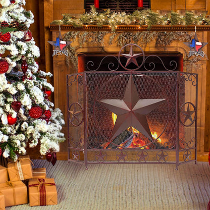 BestGiftEver 1-Piece Metal Star with Texas Map Ornament Rustic Style Gift Idea Western Lone Star 3-D Texas Map Christmas Metal/Tin - Tree or Wall Hanging