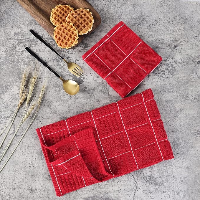 Glynniss Red Kitchen Towels and Dishcloths Set, Dish Towels and Dish Rags Set