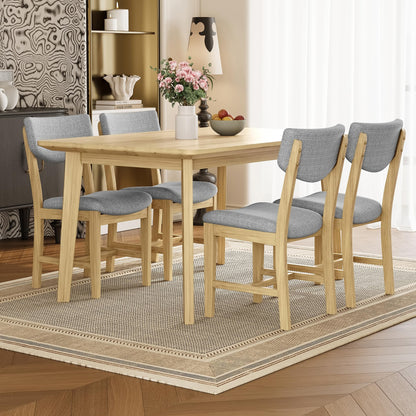 Merax Farmhouse 47" Rectangular Dining Table, Solid Wood Kitchen Table Fits up to 4, Easy Assemble, Natural
