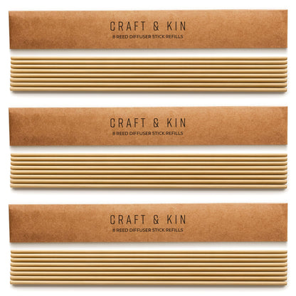 Craft & Kin Sage, Mint & Lavender Reed Diffuser | All Natural Essential Oil & 8 Rattan Scent Sticks | Reed Diffusers for Home, Bathroom | Long Lasting Home Fragrance in Amber Glass, 5.75oz