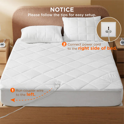 Bedsure Heated Mattress Pad King - Bed Warmer with Memory & Preheat Functions, 12-Hour Auto Off & 10 Heat Settings, Dual Controllers, Fast Heating, Brushed Electric Mattress Pad King, 78"x80"