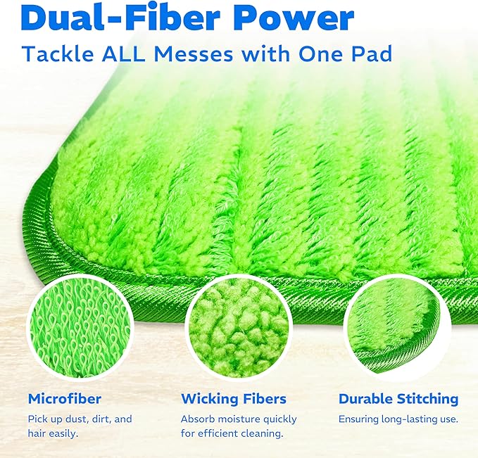 2 Pack Reusable Microfiber Mop Pads, Compatible