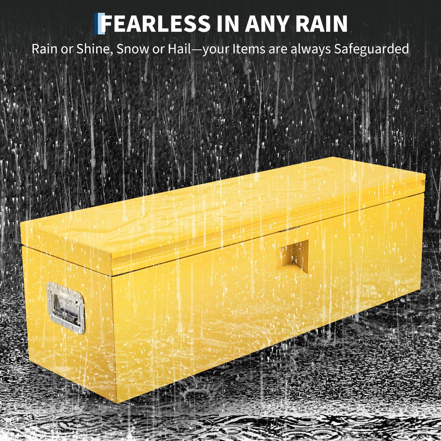 ExploreHorizon Industrial Steel Truck Tool Box w/Gas-Shock Lid, Pry-Resistant Security & Weatherproofing Toolbox Organizer Chest Fits Pickup, Truck Bed, RV, Trailer