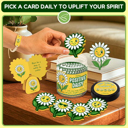 Stofinity Positive Daisy Gifts For Women - Emotional Support Flowers For Teachers Appreciation Gifts, Jar of Positive Affirmations Cards For Teens, Inspirational Gift Cute Desk Accessories