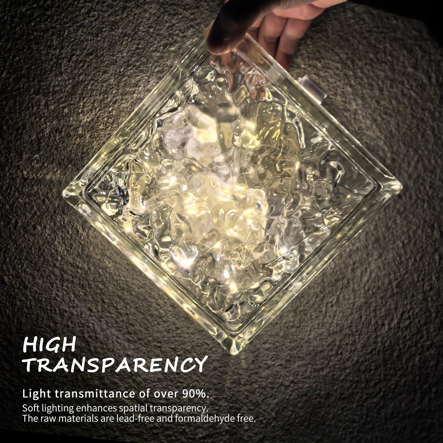 4 Pack-7.48"x7.48"x3.54" High Transparency ice Crystal Patterned Square Hollow Glass Brick - Used in Building Fields Such as Restaurant partitions,bathrooms,as Well as for DIY Lighting fixtures etc