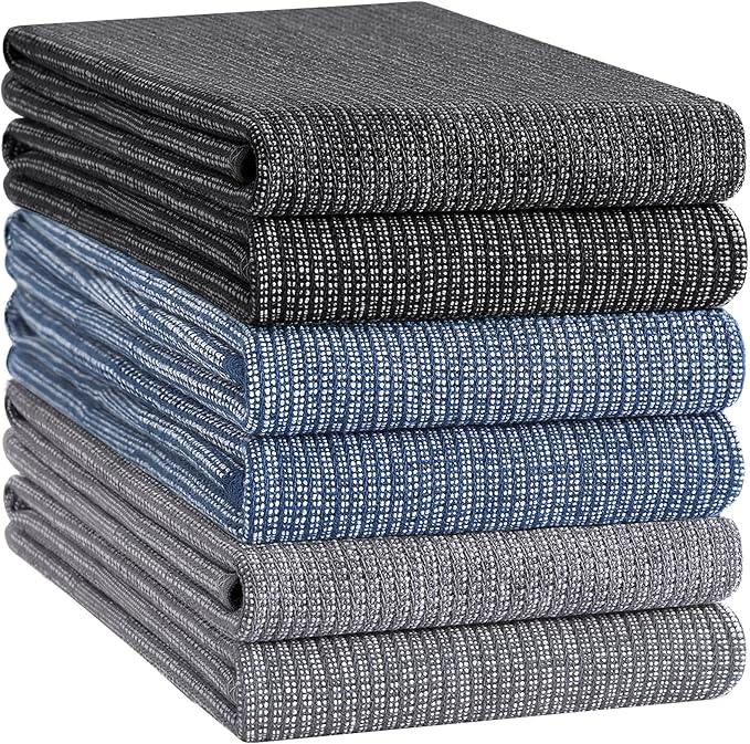 Homaxy Premium Kitchen Towels, Large Cotton Kitchen Hand Towels, Flat and Terry