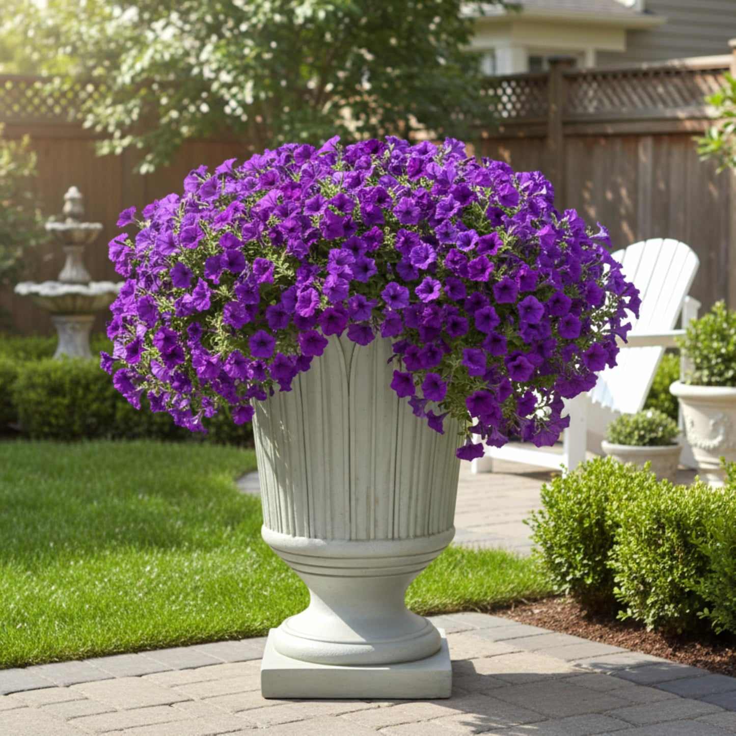 Merax 22.44" H Classical Embossed Leaf Pedestal Urn Planter Weather-Resistant MGO Outdoor Flower Pot for Garden Patio and Front Porch Entrance,Antique Mossy Grey