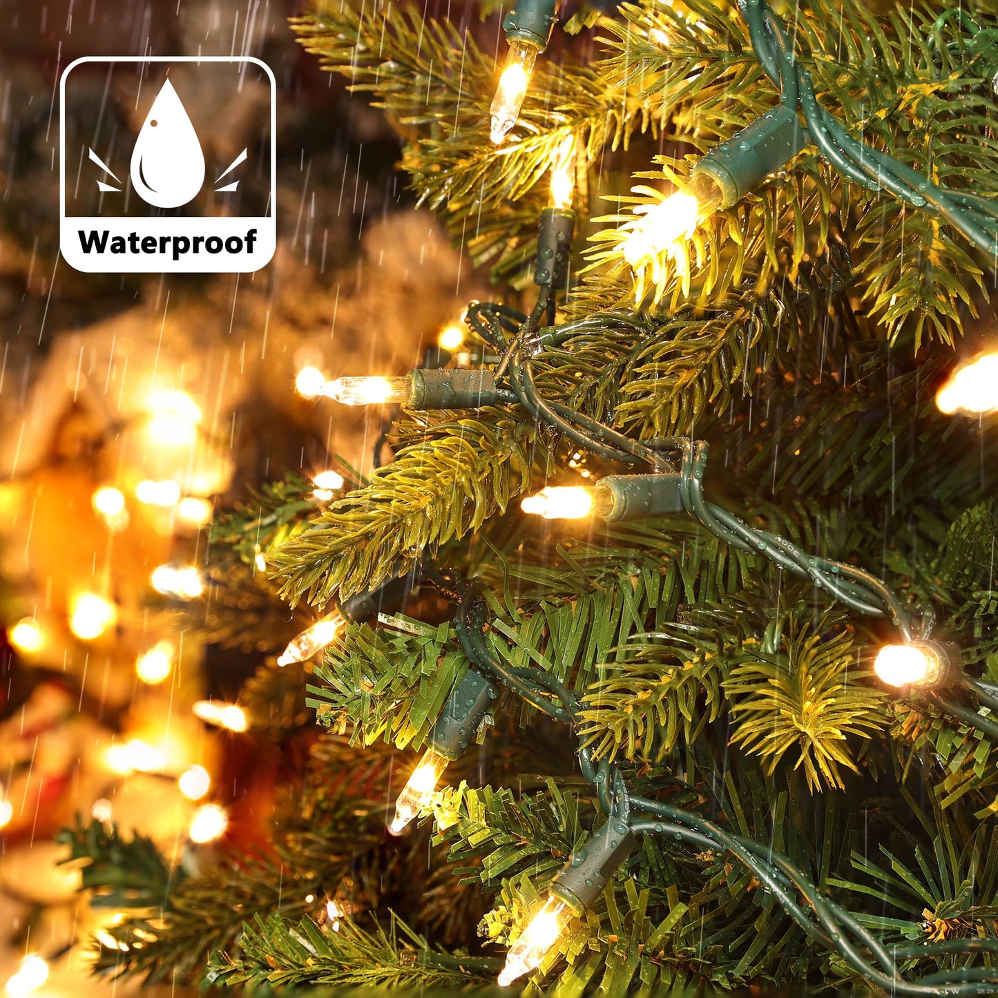 Joomer LED Clear Christmas Lights, 2Pack Total 39FT 200 LED Warm White Christmas Tree Lights, Connectable Waterproof Mini String Lights Plug in for Indoor Outdoor Home Christmas Decoration