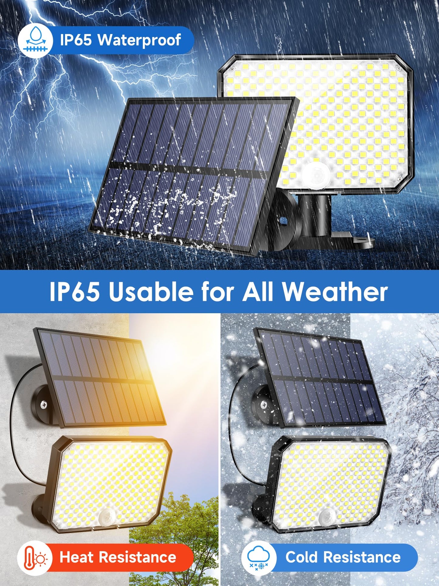 One Fire Solar Lights Outdoor Garden Light,[190LED+3 Modes+Remote] Solar Security Lights Outdoor Motion Sensor, 2200mAh IP65 Solar Wall Light for Front Door, Yard, Garage, Garden