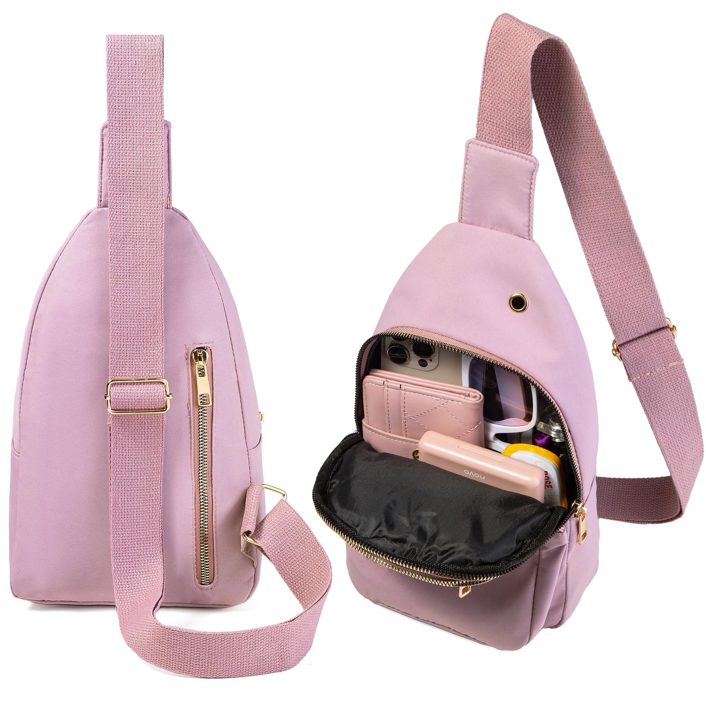 Small Sling Backpack Crossbody Sling Bag for Women, Chest Bag Daypack Fanny Pack Cross Body Bag for Outdoors Hiking Traveling - Black