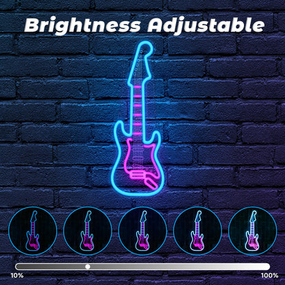 CoolGift Mart Electric Guitar Neon Light, Dimmable LED Guitar Neon Wall Sign USB Powered, Decorations for Bedroom Living Room Man Cave Music Studio, Gift for Guitar Players Guitarists Music Lovers