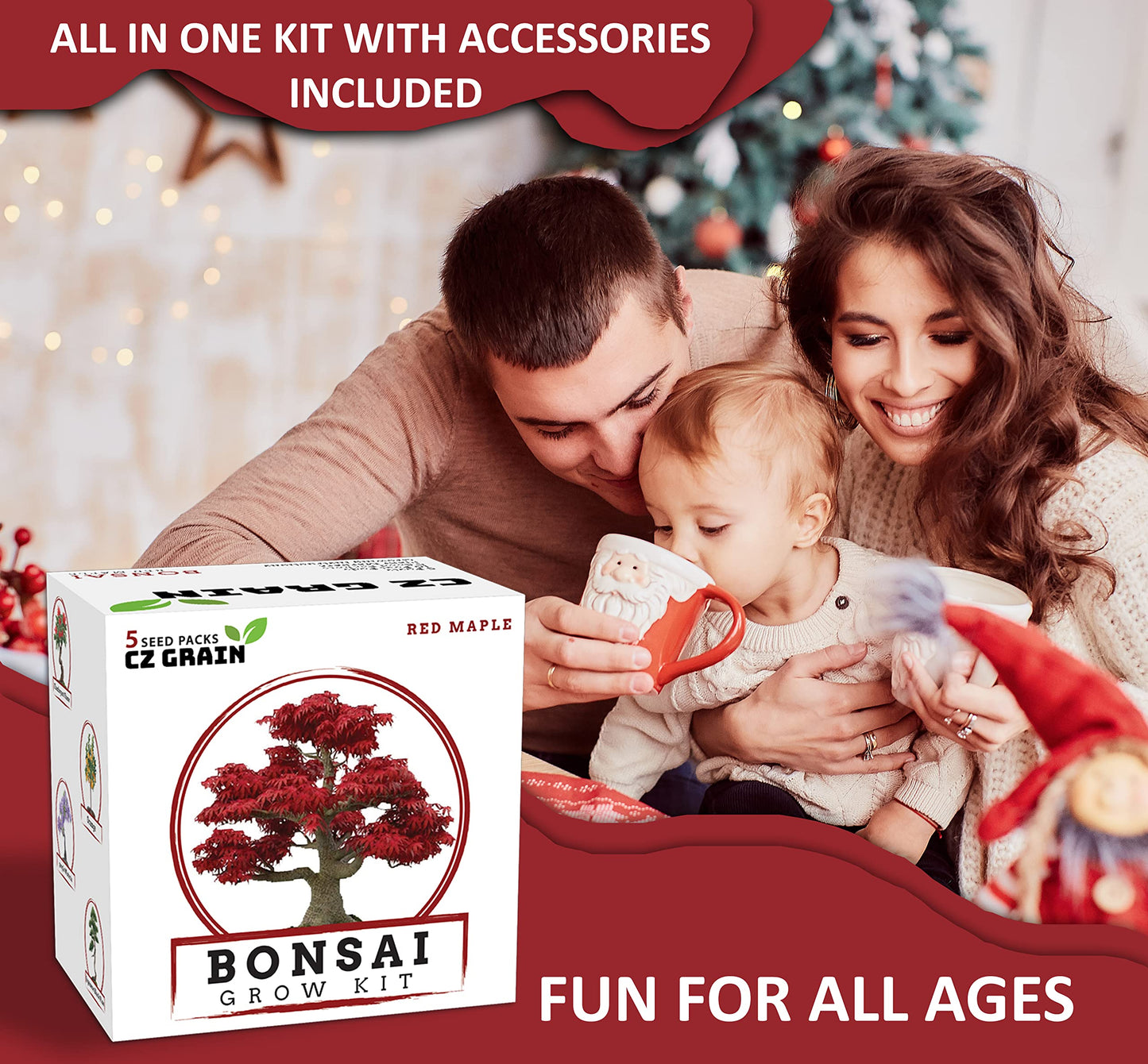 Bonsai Tree Kit – Grow 5 Species of Bonsai Tree w/Our All-in-One Plant Kit: Bonsai Pots & Peat Pellets Including a Tutorial Video by CZ Grain | Great Gardening Gifts for Women and Men