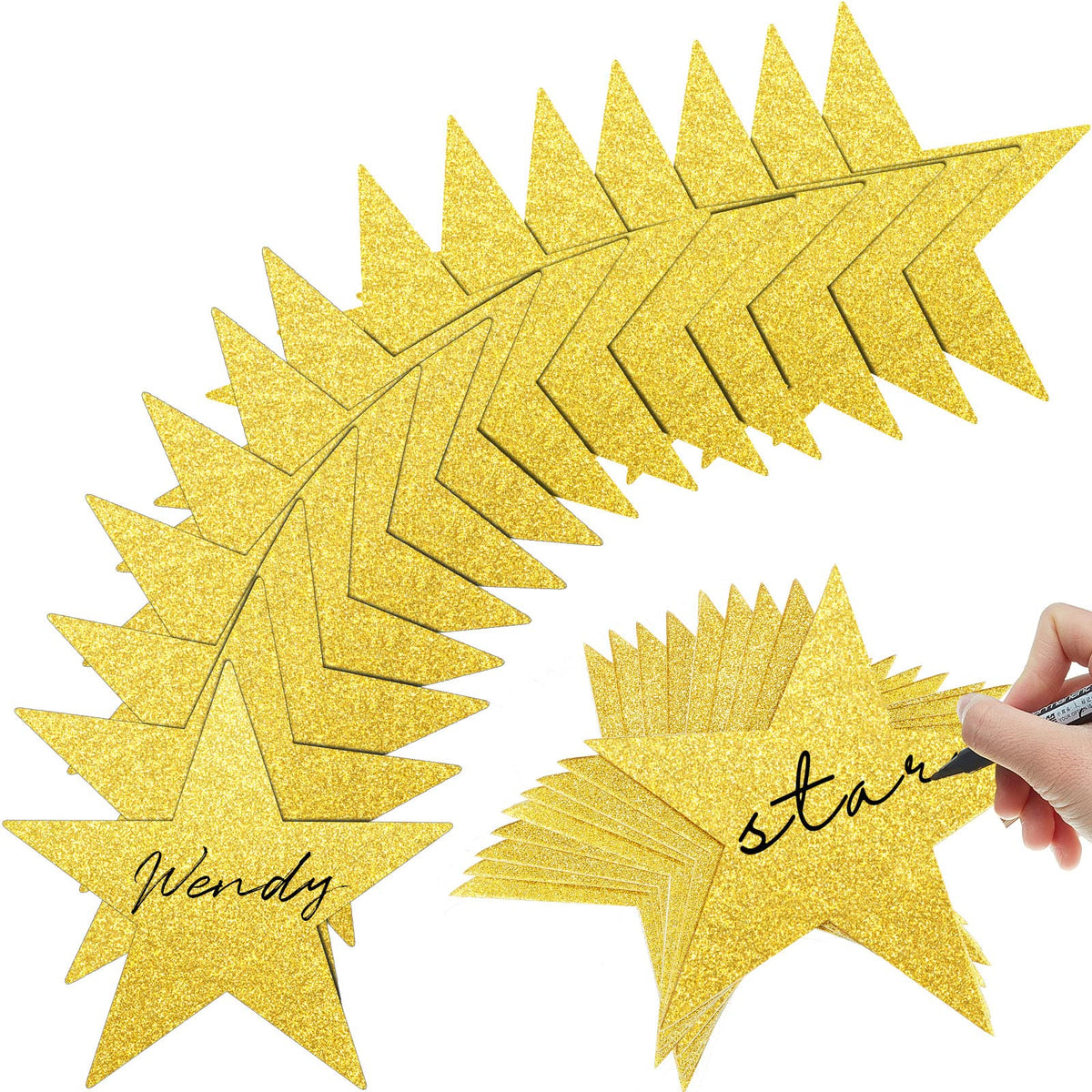 Gejoy 80 Pieces Gold Glitter Stars Cutouts Gold Stars Decoration Double Printed Paper Star for Movie Night Bulletin Board Decoration Classroom Wall Graduation Party Decorations 6 Inches