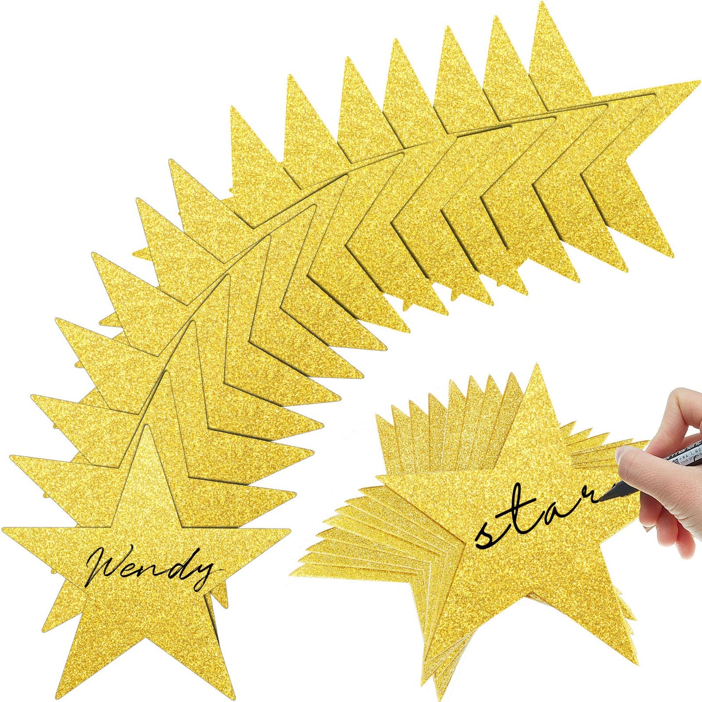 Gejoy 80 Pieces Gold Glitter Stars Cutouts Gold Stars Decoration Double Printed Paper Star for Movie Night Bulletin Board Decoration Classroom Wall Graduation Party Decorations 6 Inches