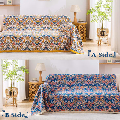 XIBLC Boho Blanket Throw Quilt, 100% Cotton Soft Light Weight Throw Blankets for Summer, 60"x80" Farmhouse Flower Decorative Blankets, All Season Rustic Reversible Bohemian Throw Quilt