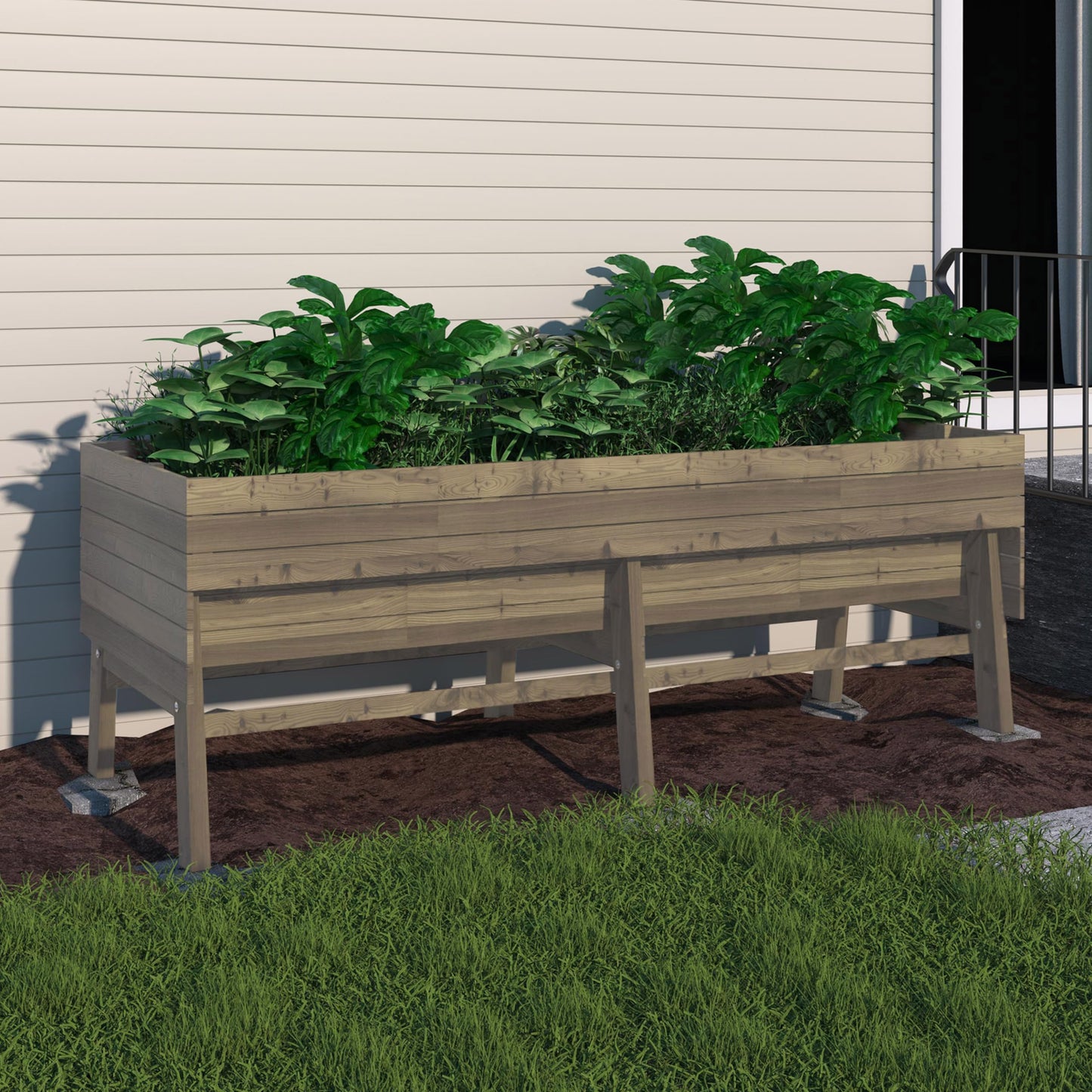 MUPATER 7-in-1 Raised Garden Bed Outdoor for Vegetables with Legs, Large Elevated Garden Planter Box Wooden with Liner Design for Herbs, Flowers, Brown