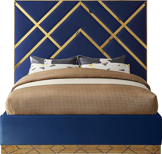 Meridian Furniture VectorNavy-Q Vector Collection Modern | Contemporary Velvet