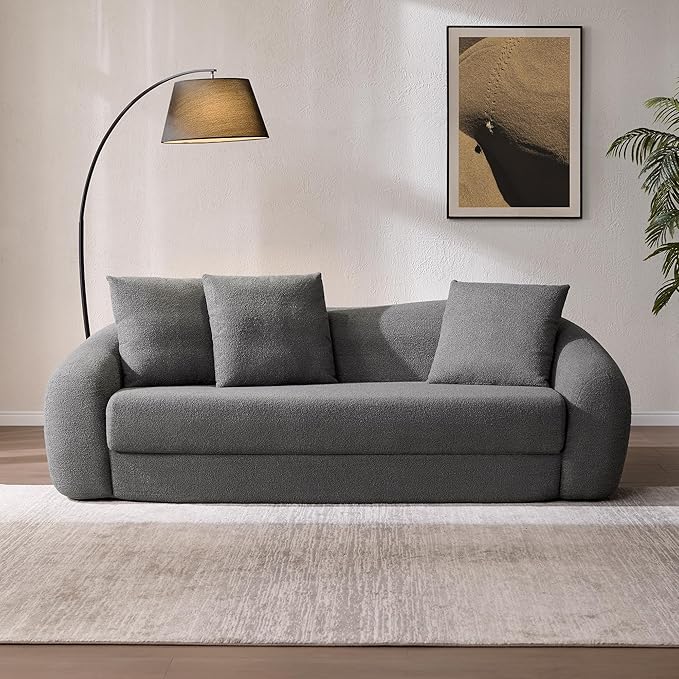 SICOTAS 90.6" Curved Convertible Sofa Couch Bed