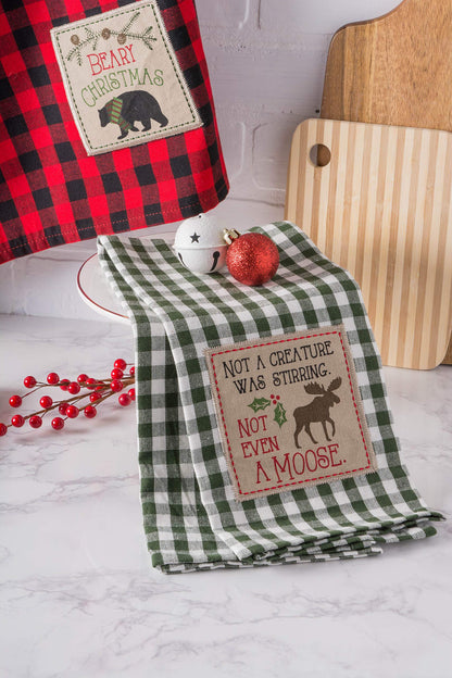 DII Holiday Kitchen Towels Embroidered Dish Towel Set, 18x28, Cabin Christmas, 3 Piece