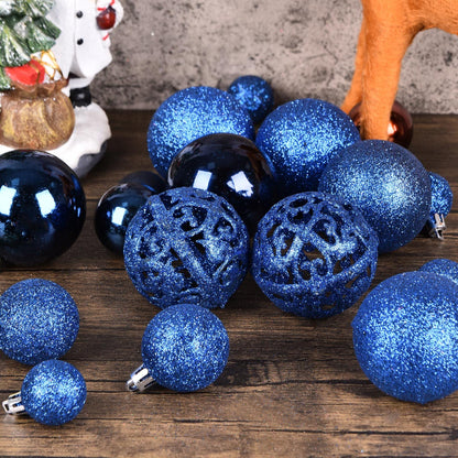 Christmas Balls Tree Ornaments Set, Shatterproof Xmas Decorations Set with Reusable Hand-held Gift Package for Holiday Indoor Tree Decor (100Pcs, Dark Blue)
