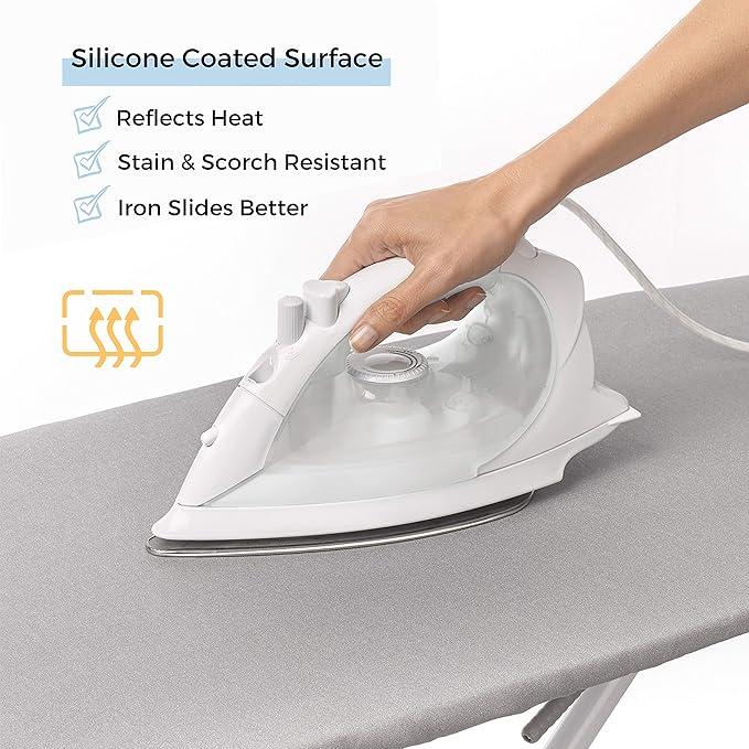 SAVUK Ironing Board Cover and Pad Standard Size Silicone Coated 4 Layers 15x54