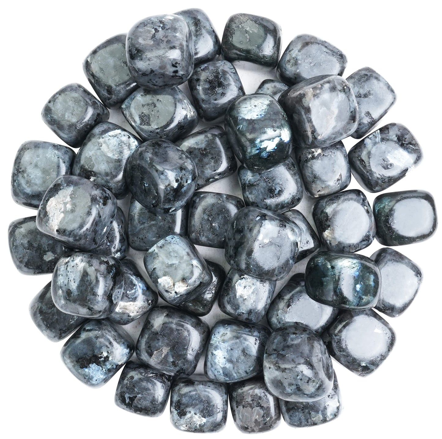 ZAICUS 1lb Larvikite Tumbled Stones | Polished Crystals Healing | Natural Stones | Feng Shui | Chakra Balancing | Good Luck | Reiki Gift | Home Decor | Size 20-25 mm