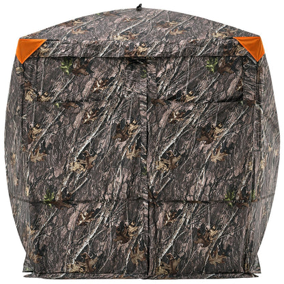 VEVOR Hunting Blind, 4-5 Person See Through Ground Blinds with Carrying Bag, 270 Degree Portable Camouflage Tent, Durable Concealed Shelter with Silent Magnetic Door and Window, for Turkey and Deer