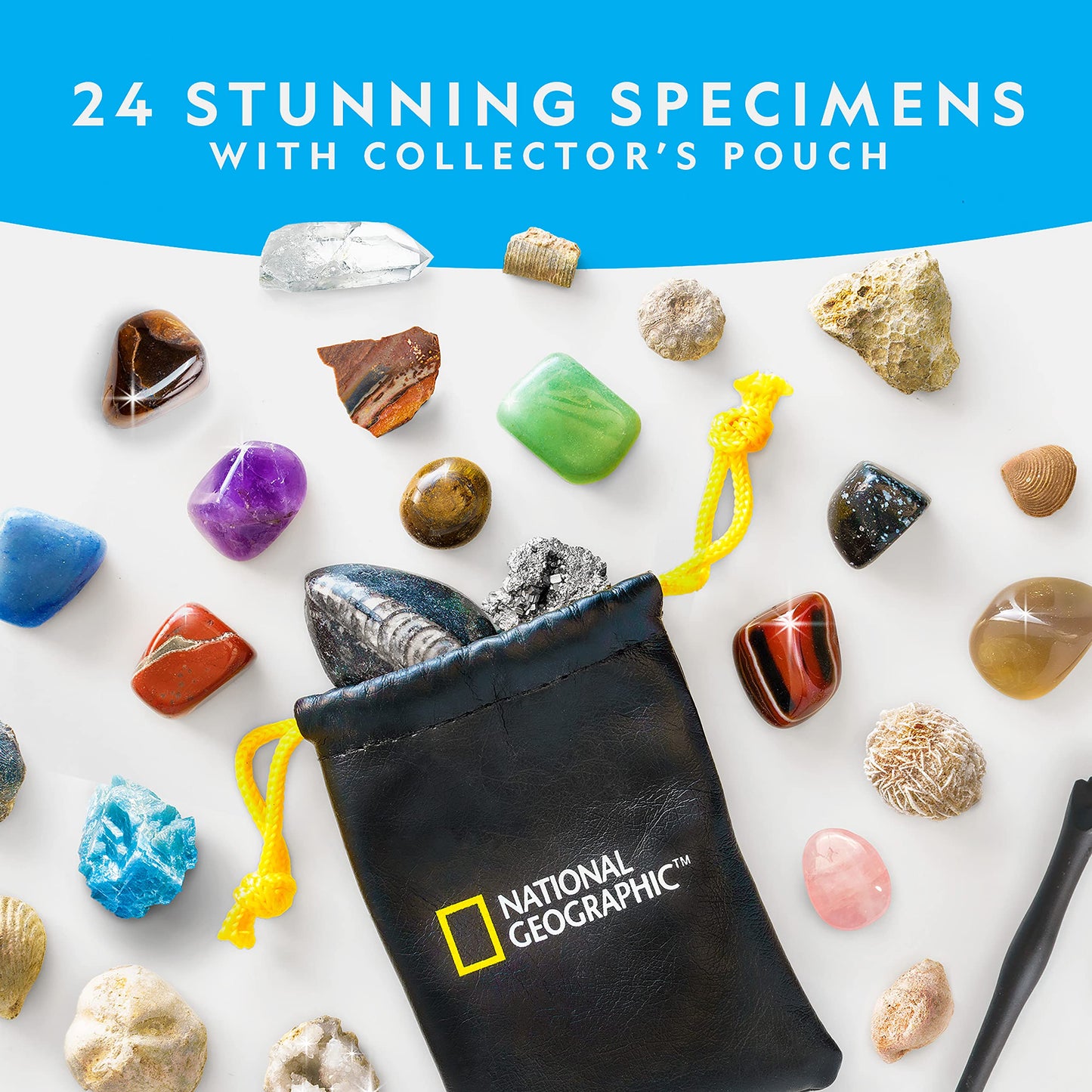 NATIONAL GEOGRAPHIC Rock Collection Advent Calendar 2025 - Advent Calendar for Kids with 24 Gemstones, Minerals & Fossils for Kids, Complete Gem & Fossil Collection Christmas Countdown Calendar