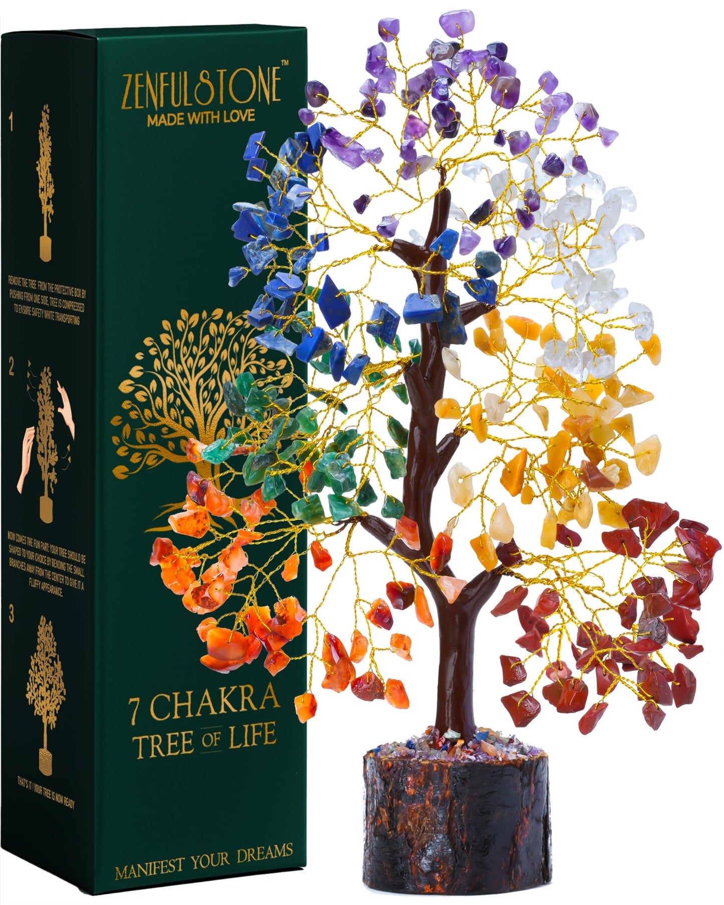 7 Chakra Tree of Life Crystal Tree - Gemstone Healing Tree for Positive Energy, Home Office Crystal Tree Decor, Chakra Crystal Tree Housewarming - Birthday Gifts for Women, Men, Mom, Sister, Friends