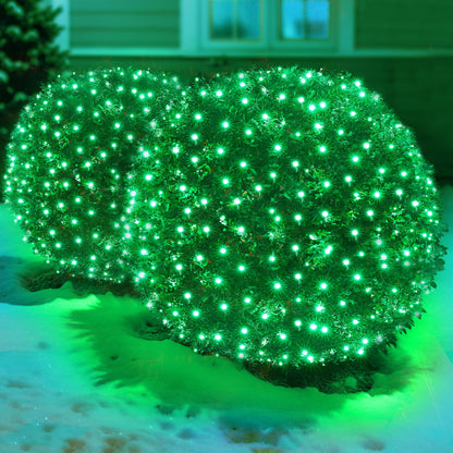 Sylampow Led Green Christmas Net Lights Outdoor Christmas Bushes Lights 120Led 6ftx5ft, Connectable Outdoor Indoor Mesh Net Lighting for Xmas Holiday, Garden, Lawn, Shrubs, Trees, Bushes Decorations