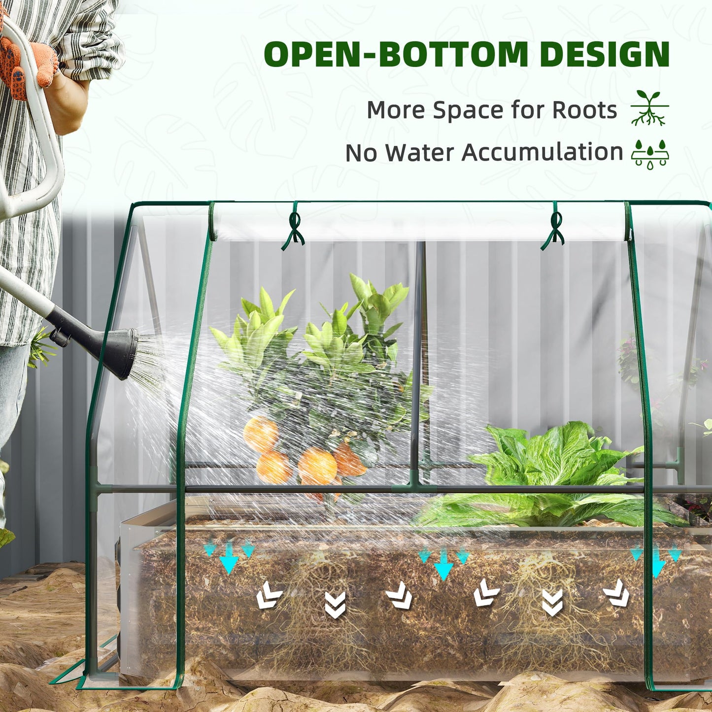 Outsunny 4 x 3 x 3ft Raised Garden Bed with Mini Greenhouse, Galvanized Raised Garden Bed with Cover for Herbs and Vegetables, Small Greenhouse for Patio Garden Balcony, Clear and Gray