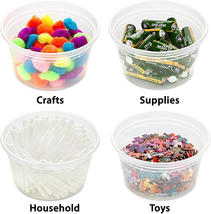 DuraHome Deli Containers with Lids 12 oz. Leakproof 40 Pack BPA-Free Plastic