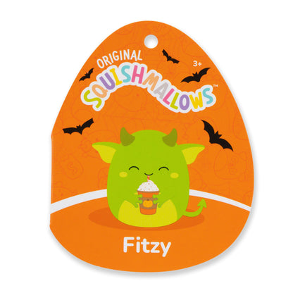 Squishmallows Original 5-Inch Halloween 4-Pack – Gabin Pumpkin Axolotl, Fitzy Goblin Holding Latte, Malcolm Bat Mushroom, Ms. K Purple Clown – Official Jazwares Plush (Little)
