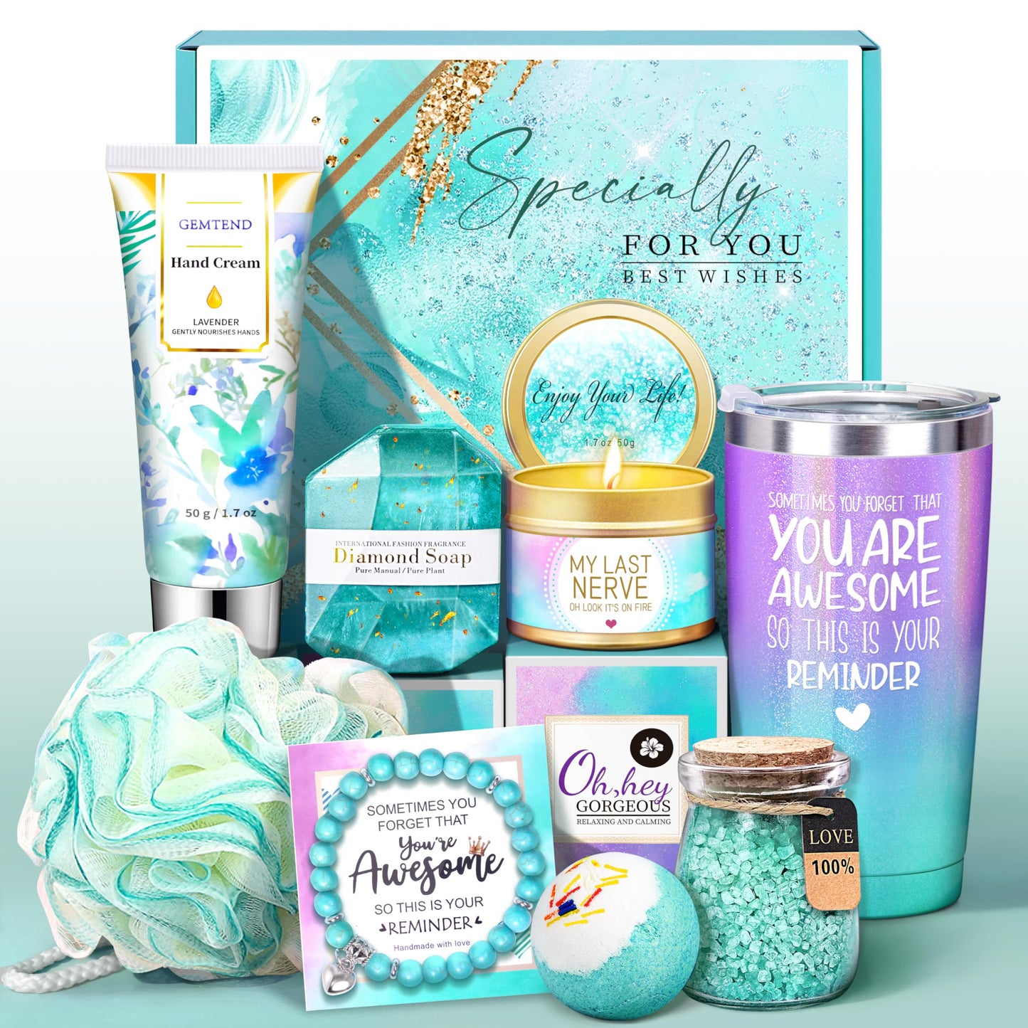 Birthday Gifts for Women, Gifts for Women, Mom, Wife, Girlfriend, Sister, Friends, Her, Relaxing Spa Gifts Basket Self Care Gifts, Christmas, Valentine's Day, Mother's Day Gifts