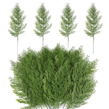 Hananona Artificial Pine Branches,40 Pcs Christmas Faux Cedar Stems, Artificial Faux Cedar Branches, Fake Christmas Greenery Pine Picks for Wreath Craft DIY Home Kitchen Decorations (40, Green)