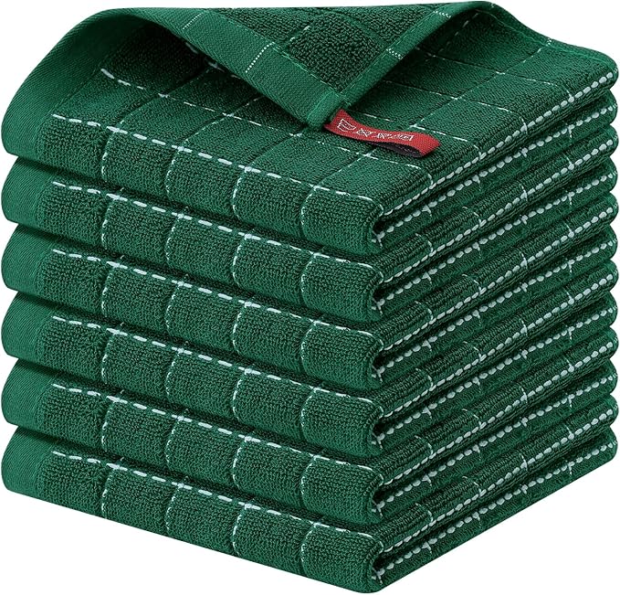 Homaxy 100% Cotton Terry Kitchen Dish Cloths, Ultra Soft and Absorbent Dish
